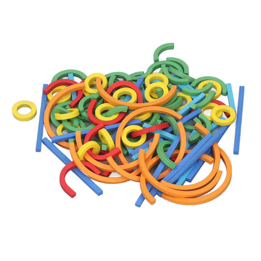 Wooden sticks and rings educational puzzle game